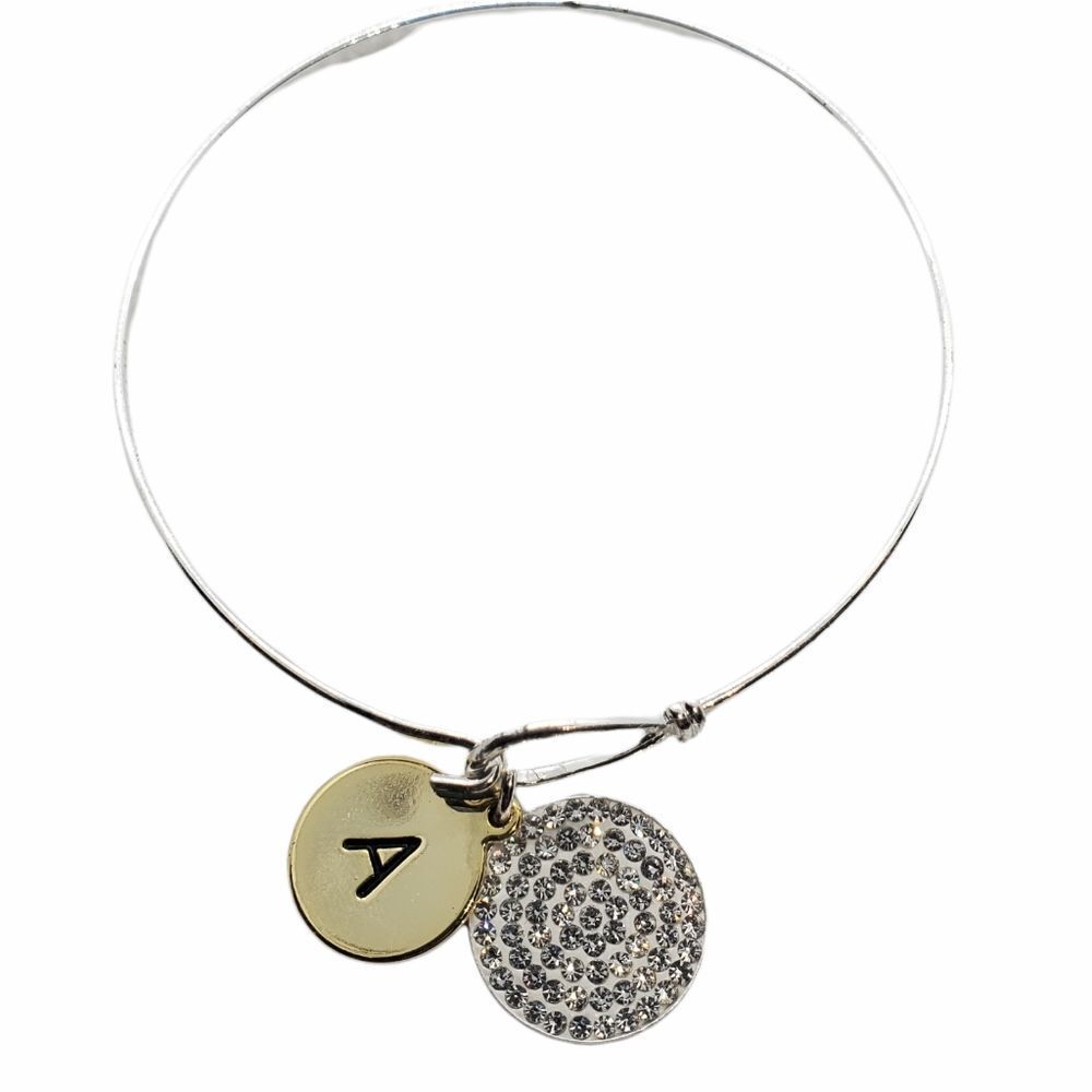 LA Silver & Gold Colored Letter A Bangle Bracelet